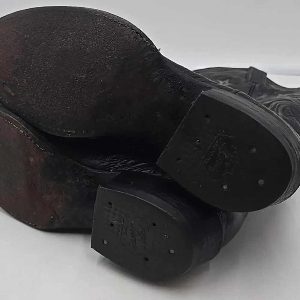Tony‎ Lama Mens Western Boots Size 8 D Leather Cowboy Black On Black